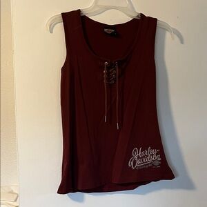 Harley-Davidson Women's Maroon Lace-Up Tank Top